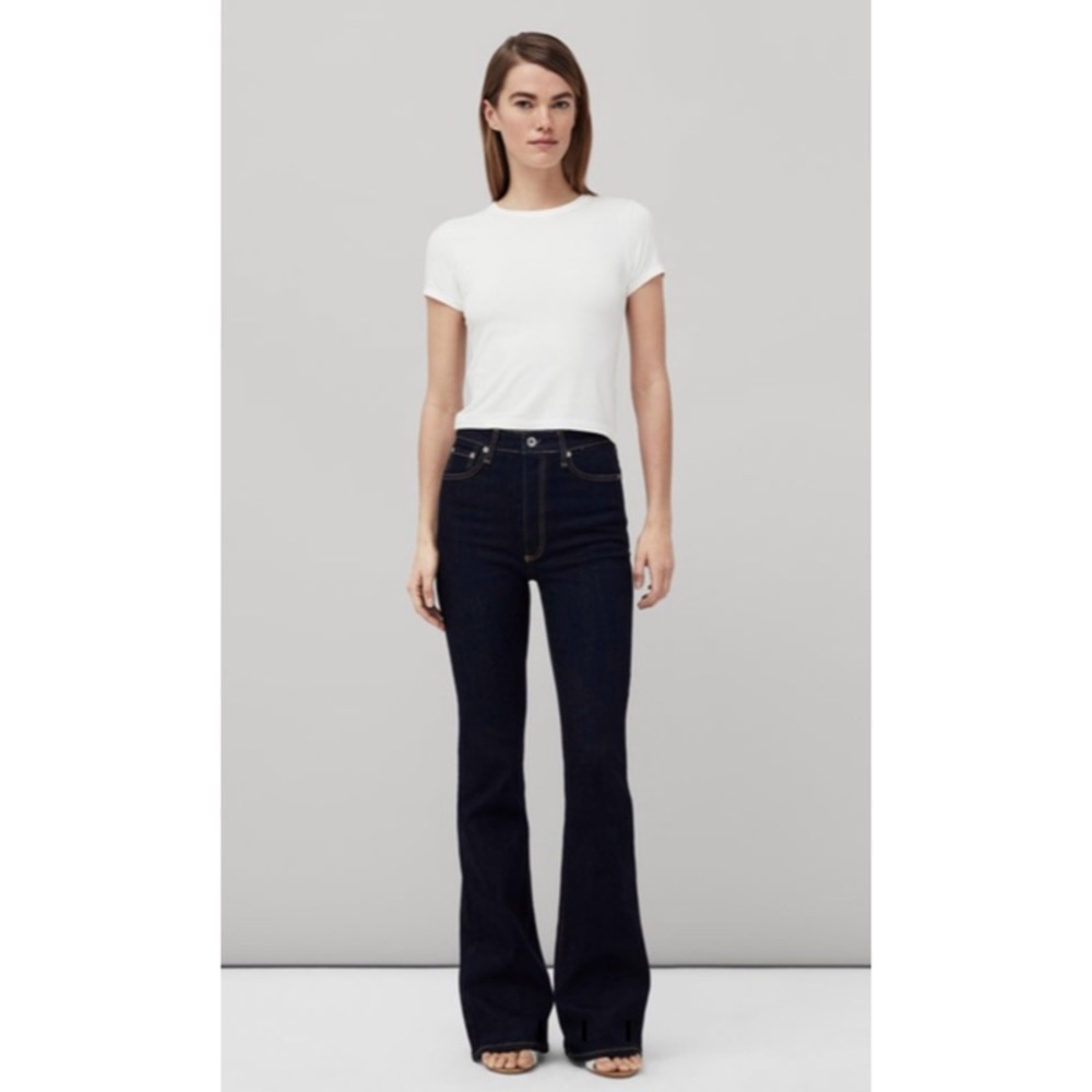 Rag & Bone Slim Fit Dark Wash Casey High-Rise Flare in Rinse